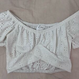 White Eyelet Off-Shoulder Top